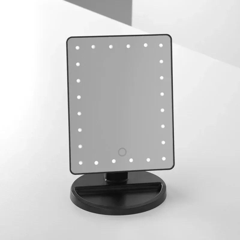 Specchio trucco con luci LED touchscreen e regolazione a 180° da appoggio nero