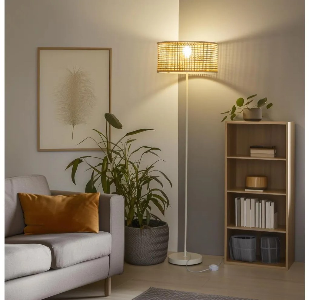 Brilagi - Lampada da terra LED CERIA 1xE27/40W/230V Ø 40 cm bambù/bianco