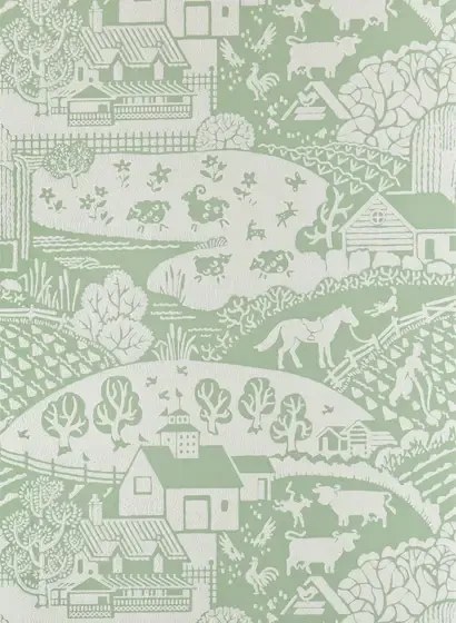 Farrow & Ball Carta da parati Gable - Green/ James White