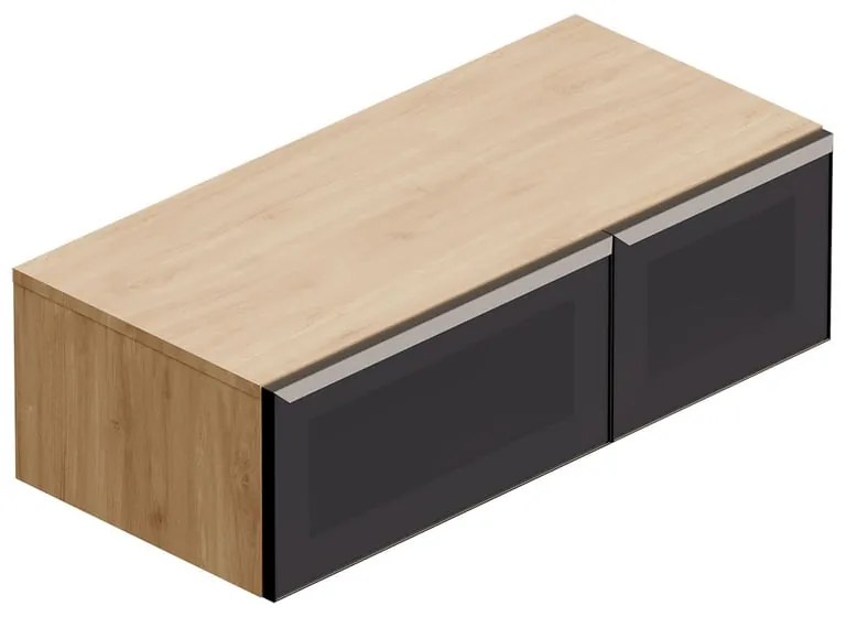 Mobile da bagno sotto lavabo Star rovere - nero/vetro dark grey L 100.3 x H 30 x P 46 cm 2 cassetti, lavabo non incluso