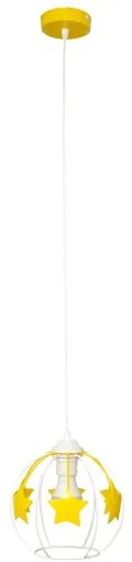 Lampadario a sospensione per bambini STARS 1xE27/15W/230V giallo/bianco