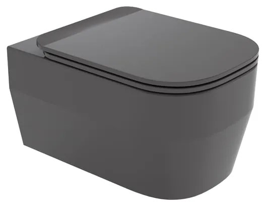 Vaso WC sospeso OLYMPIA CERAMICA tutto evo grigio, sedile incluso P 53 x L 36 cm
