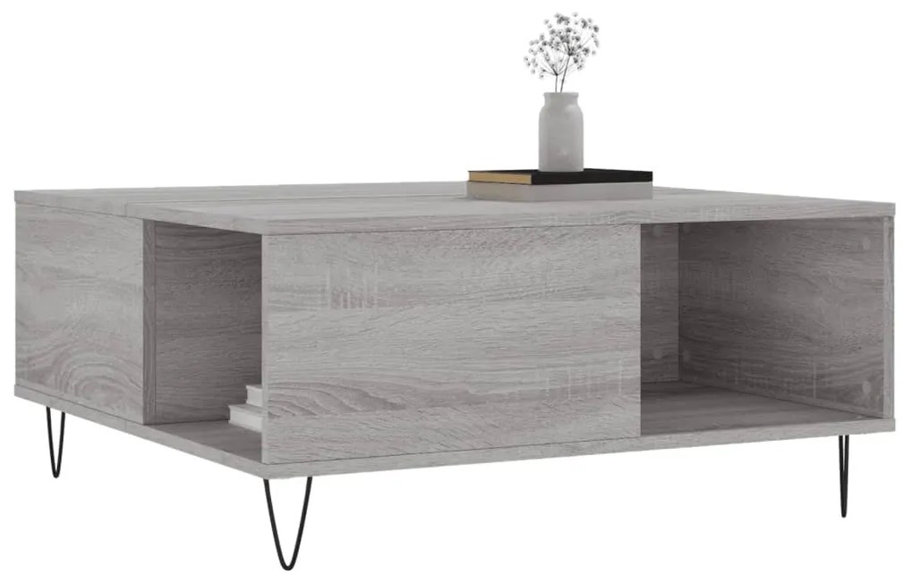 Tavolino salotto grigio sonoma 80x80x36,5 cm legno multistrato