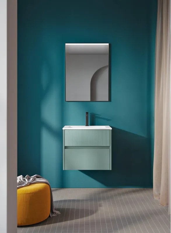 Mobile bagno sospeso con lavabo L 59.5 x H 50 x P 45.5 cm verde per vasca centrale Niwa