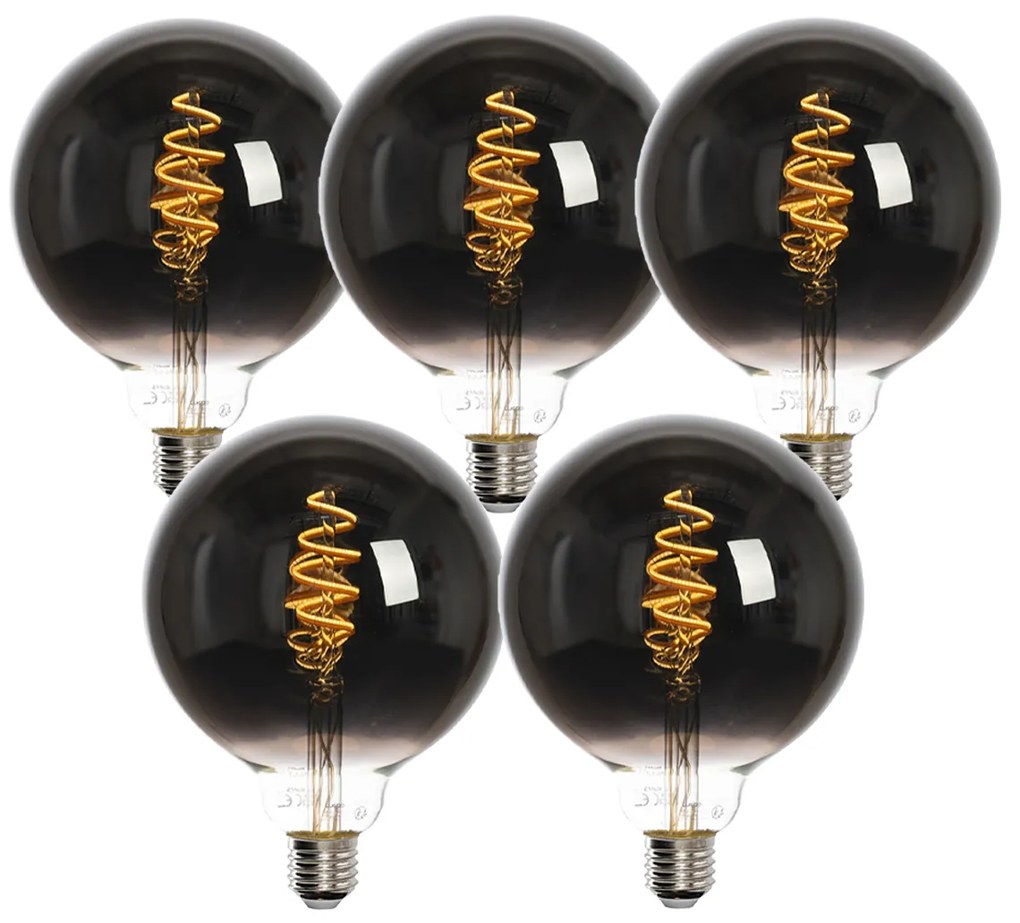 Set di 5 Lampadine LED Smart E27 G125 Nere 4W 60lm 1800-3000K