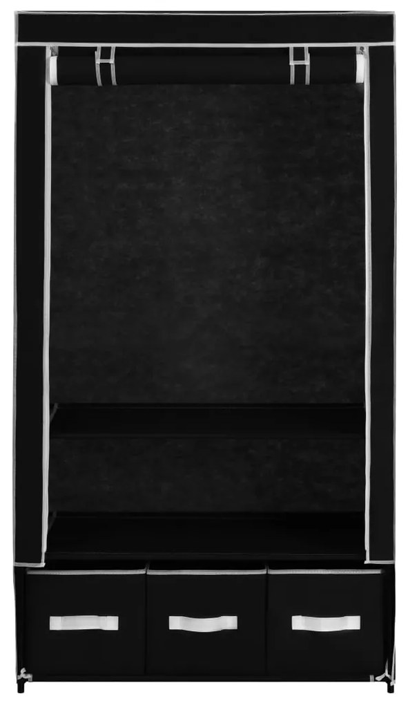 Armadio nero 87x49x159 cm in tessuto
