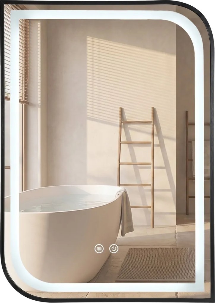 Specchio LED ZONE con cornice nera – 80x60 cm