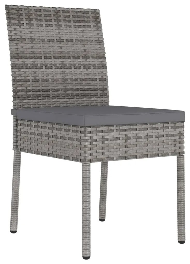 Set da Pranzo da Giardino 3 pz in Polyrattan Grigio