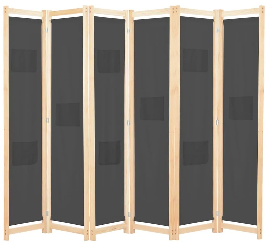 Divisorio A 6 Pannelli Grigio 240x170x4 Cm İn Tessuto /