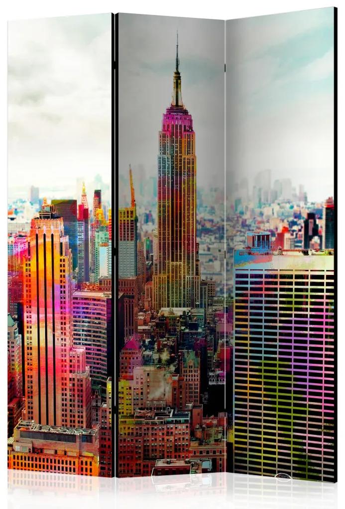 Paravento design Colori di New York City (3 parti) - architettura di New York City