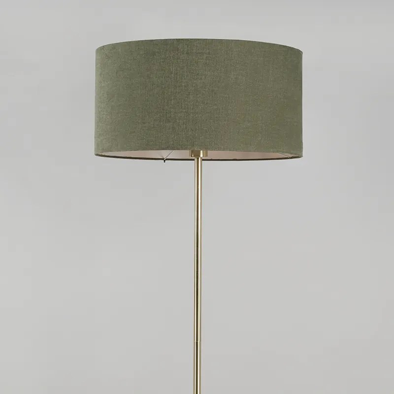 Lampada da terra in ottone con paralume verde 50 cm - Kaso