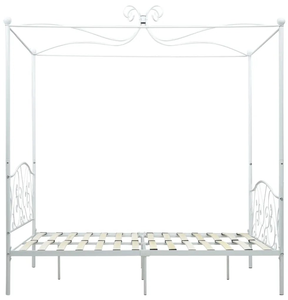 Letto a baldacchino bianco in metallo 120x200 cm