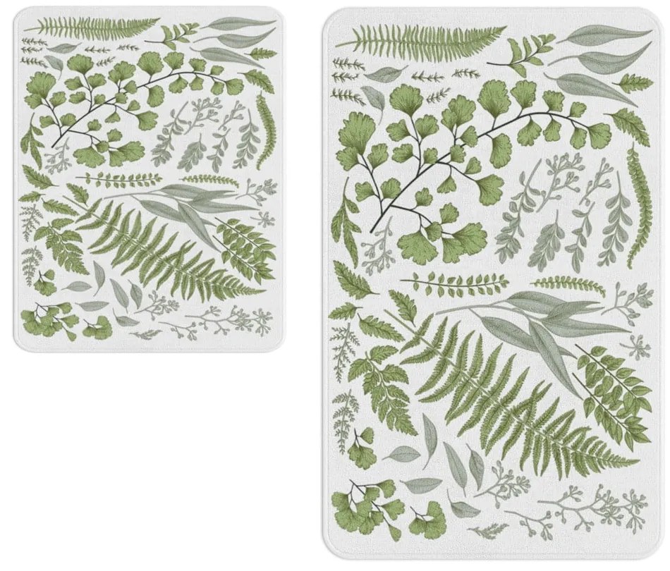 Tappetini da bagno bianco-verde in set di 2 pezzi - Oyo Concept