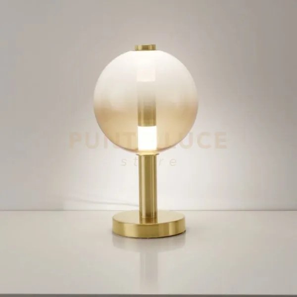Lampada da tavolo aurora, oro satinato con vetro ambra, 10w 850lm 3...