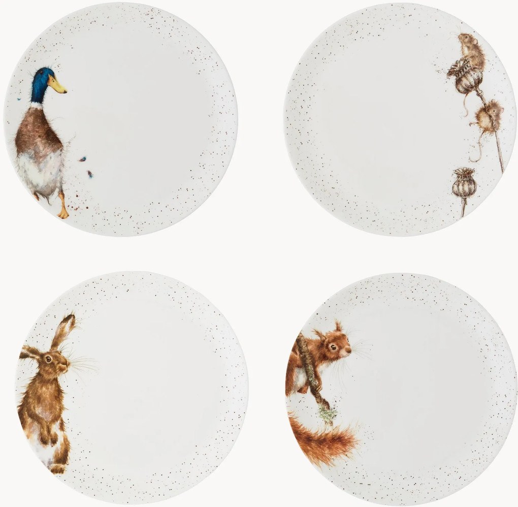 Set di 4 piatti piani Fluffy Friends