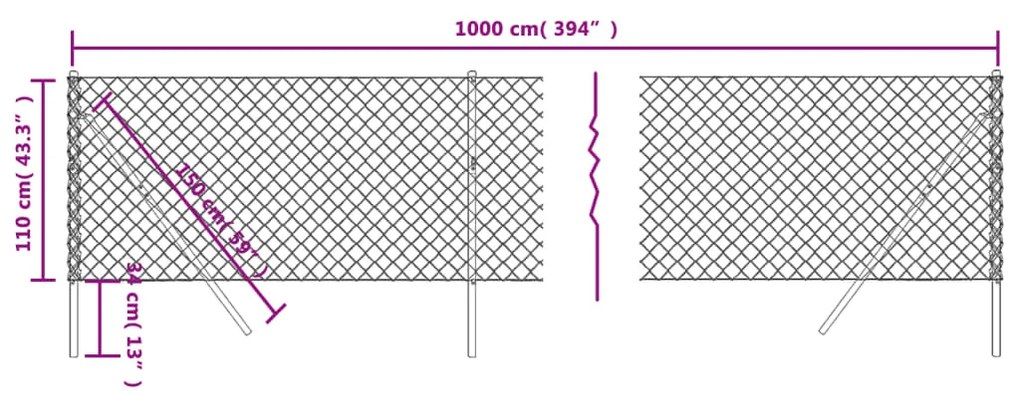 Recinzione a Rete Verde 1,1x10 m