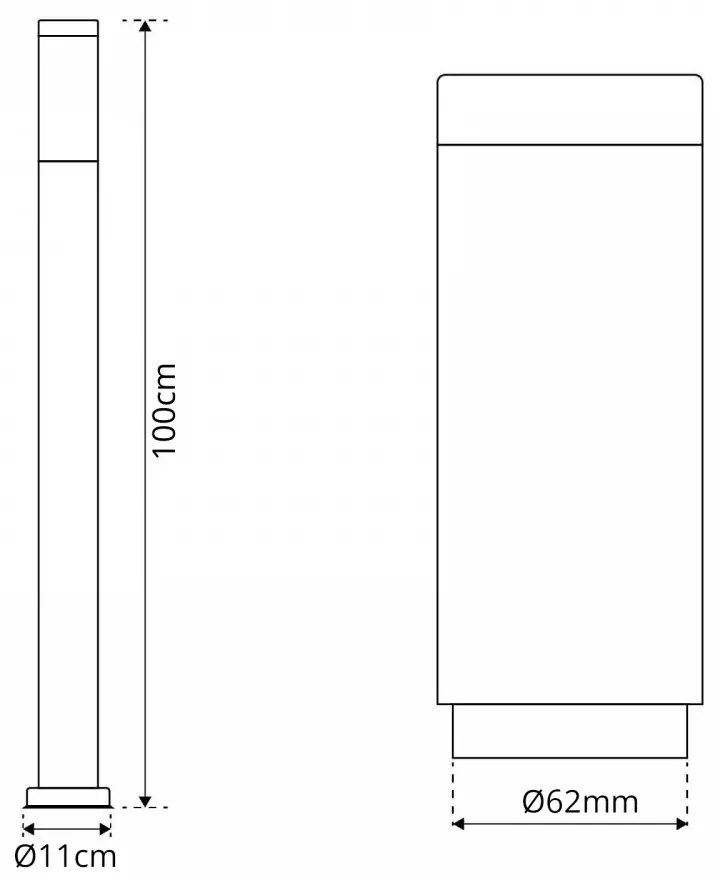 Paletto da Giardino 100cm, acciaio inox BIANCO, IK06, IP54, base E27 Base E27