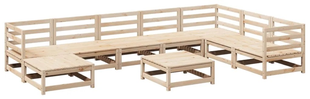 Set divani da giardino 9 pz in legno massello di pino