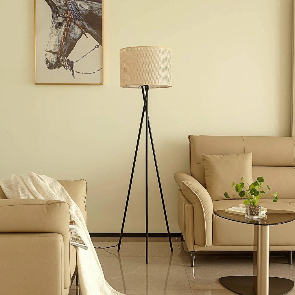 Lampada da terra Soula Lindby, Crema / Ambra, Soggiorno / Sala da pranzo, Plastica, Campagna / Rustiche, Lampada da terra
