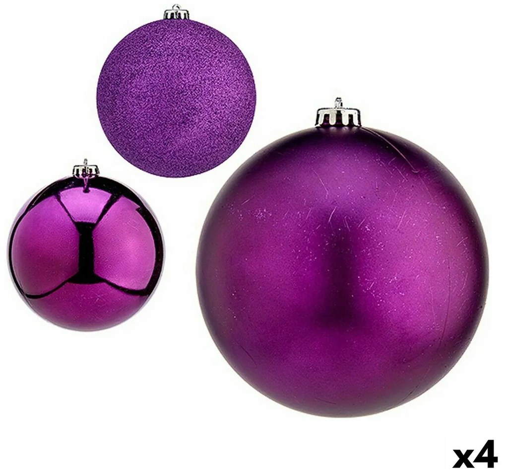 Set di palline di Natale Viola Plastica Ø 15 cm (4 Unità)