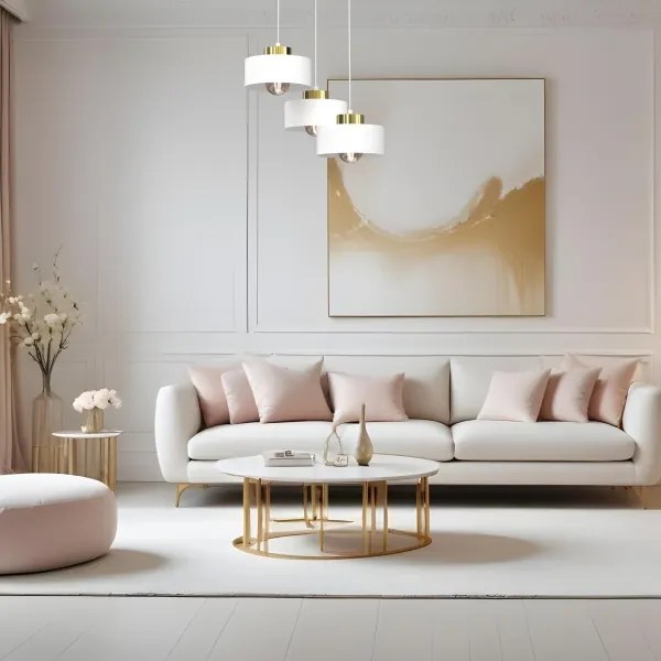 Lampadario a sospensione con filo MARTI 3xE27/15W/230V bianco/oro