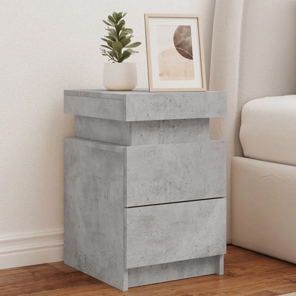 Comodini Con Luci Led 2pz Grigio Cemento 35x39x55 Cm /