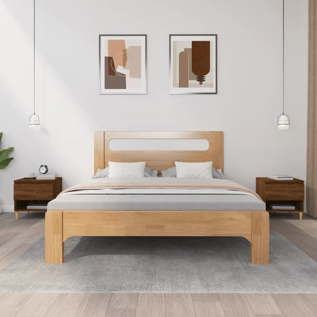 Comodini 2 pz rovere marrone 50x46x50 cm in legno multistrato