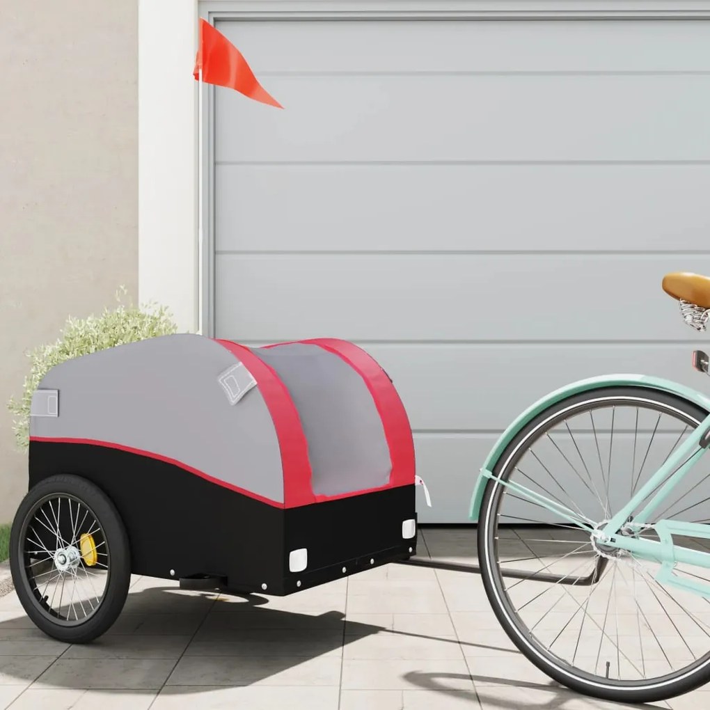 Rimorchio Da Bici Nero E Rosso 45 Kg İn Ferro /