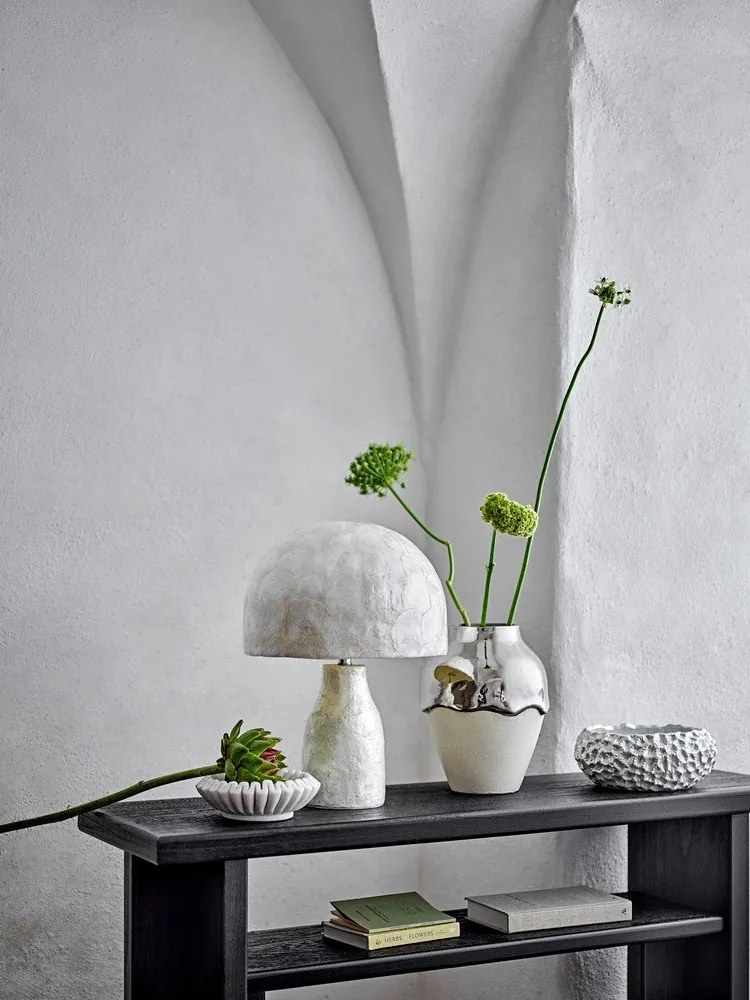 Vaso color crema/argentato in gres (altezza totale 26 cm) Silvio – Bloomingville