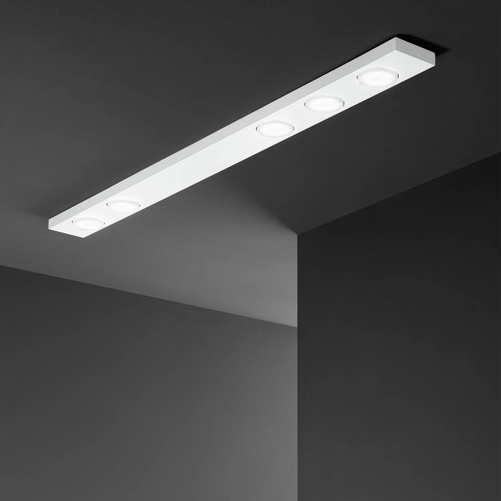 Plafoniera Moderna Bottone Metallo Bianco Opaco 5 Luci Gx53 Ip20