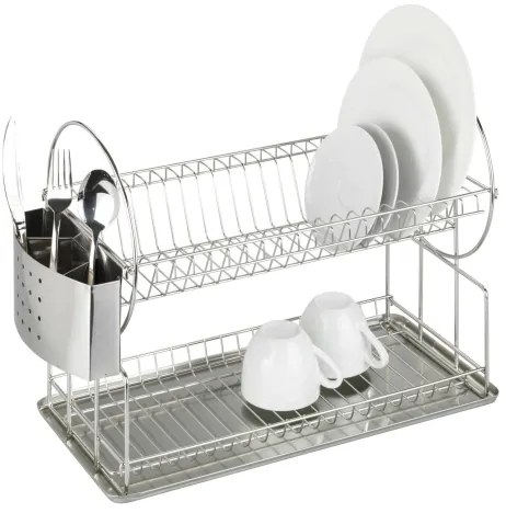 WENKO 2329100 - Scolapiatti DUO 21x33 cm in acciaio inox/argento