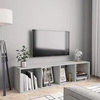 Libreria/Mobile TV Grigio Cemento 143x30x36 cm 800265