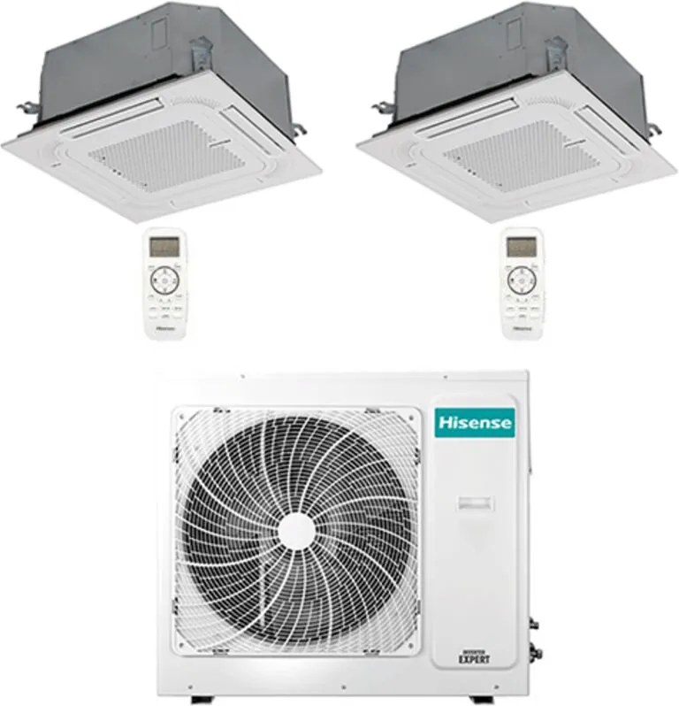 Hisense - Climatizzatore Condizionatore Cassetta 4 vie R32 Dual Split Inverter 12000 + 12000 btu con u.e. 3AMW72U4RJC novitá Classe a++/a+