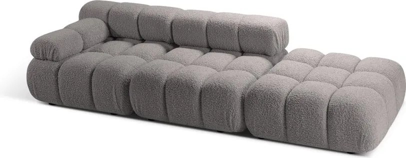Divano componibile in grigio chiaro con rivestimento in bouclé 288 cm Bellis – Micadoni