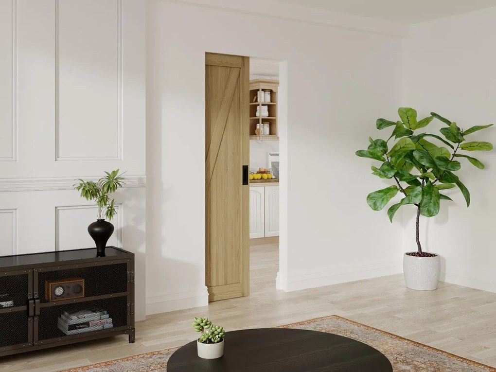 Porta scorrevole con sistema a incasso H205 x L63 cm in Legno e MDF Naturale chiaro - BALERMA