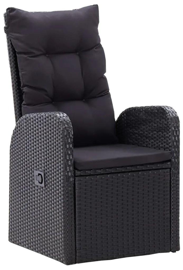 Set da pranzo da giardino 5 pz con cuscini nero