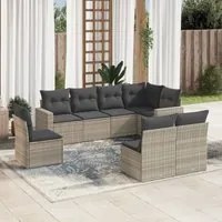 Set Divano da Giardino 8pz con Cuscini Grigio Chiaro Polyrattan 3219062