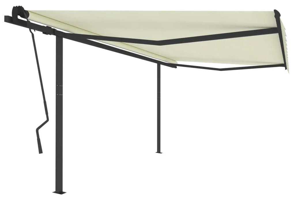 Tenda da Sole Retrattile Manuale con Pali 4,5x3,5 m Crema