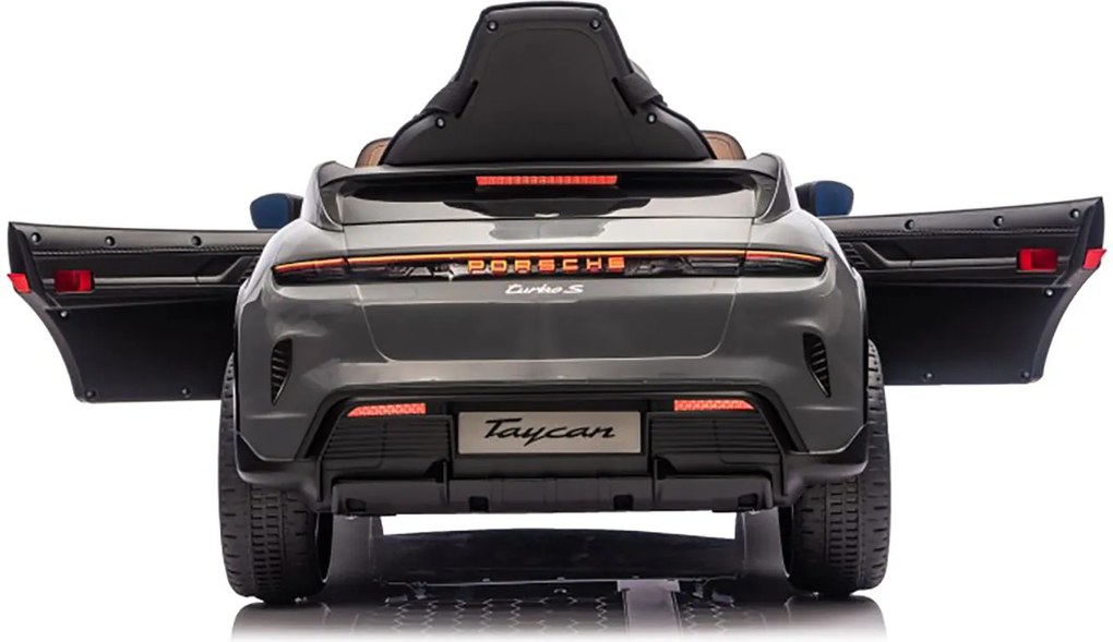 Macchina Elettrica per Bambini Porsche Taycan Turbo S 12V con Telecomando Bluetooth Luci LED e Tappetini Nero...