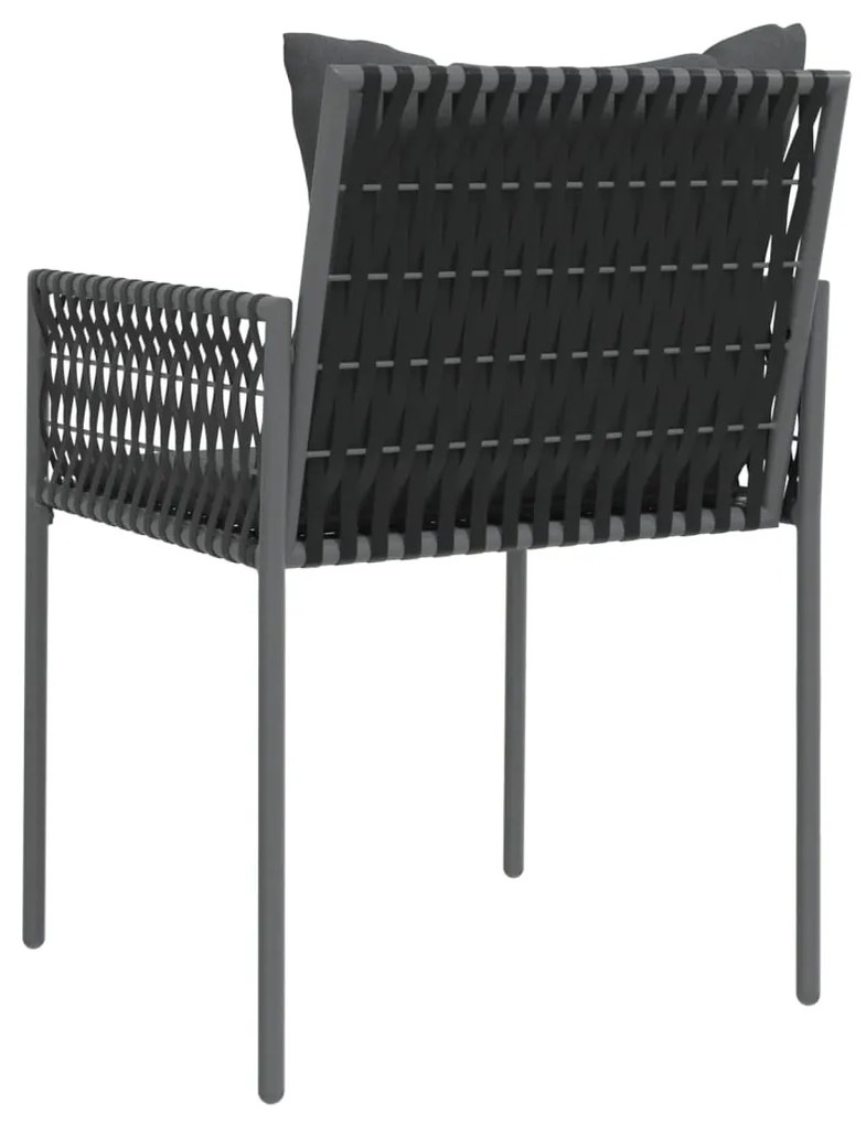 Sedie da Giardino con Cuscini 4pz Nere 54x61x83cm in Polyrattan