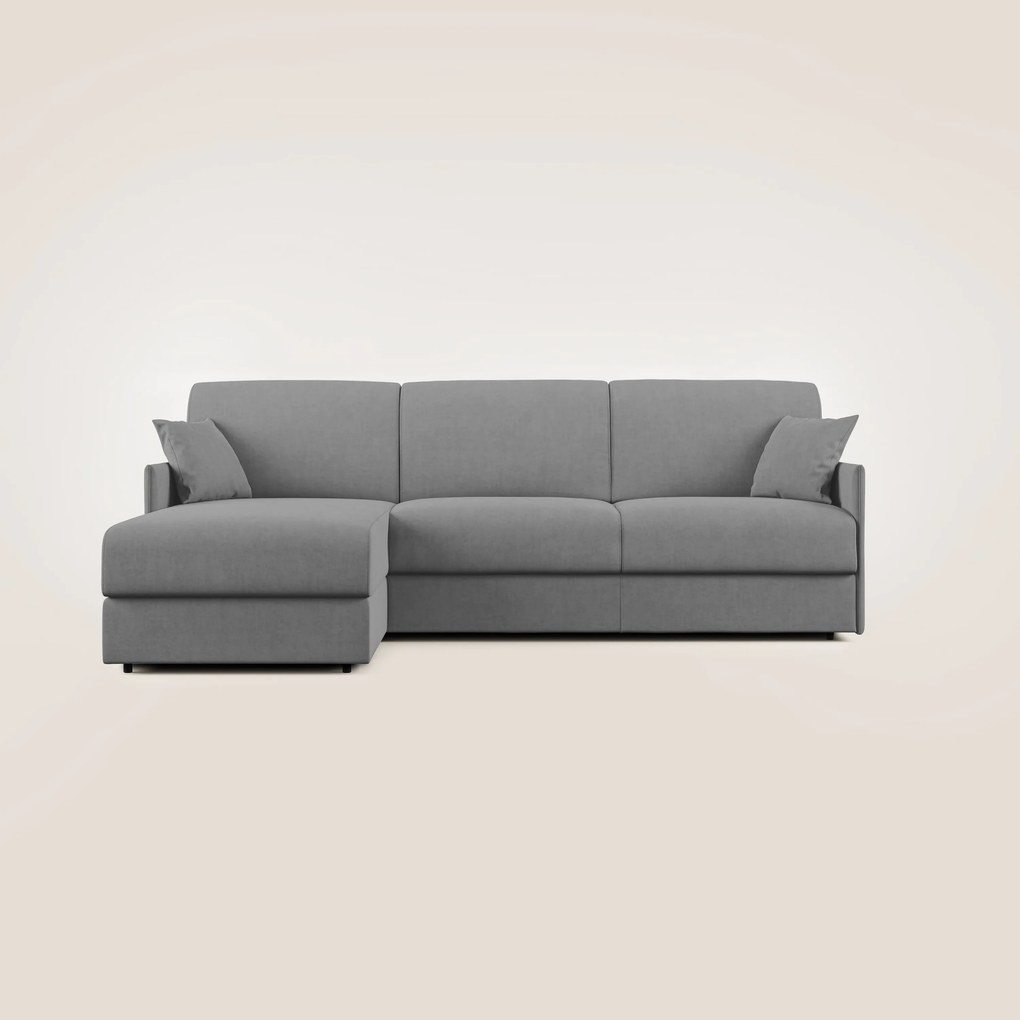 Evans Divano letto angolare con penisola in morbido tessuto impermeabile T02 grigio