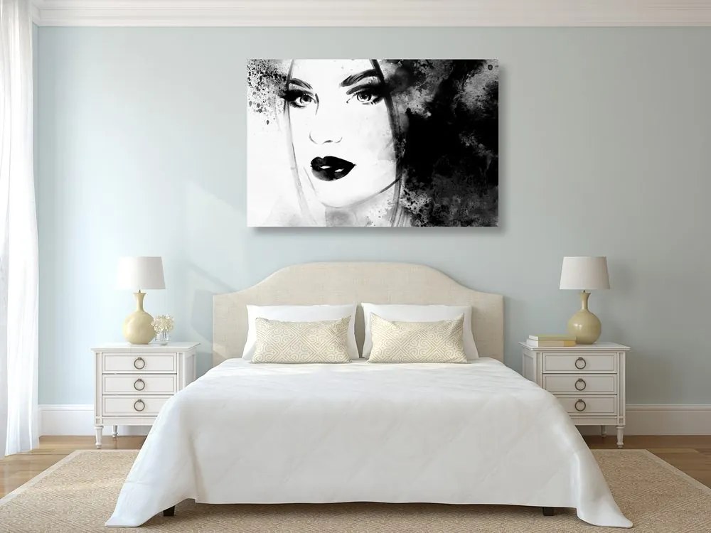 Quadro su tela – Ritratto femminile di moda in bianco e nero