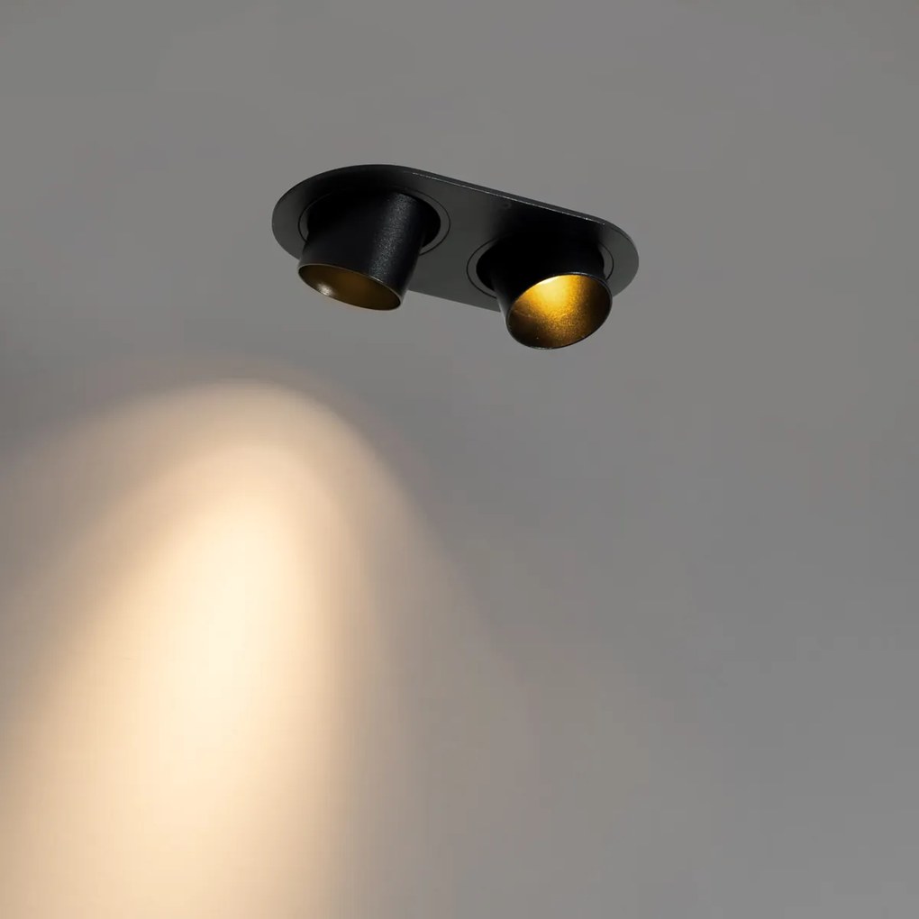 Faretto da incasso rotondo nero orientabile GU10 35 mm 2 luci - Installa