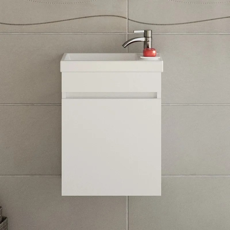 Kamalu - Mobiletto 40 con specchio colore bianco opaco | LAC-POLIS-40-B