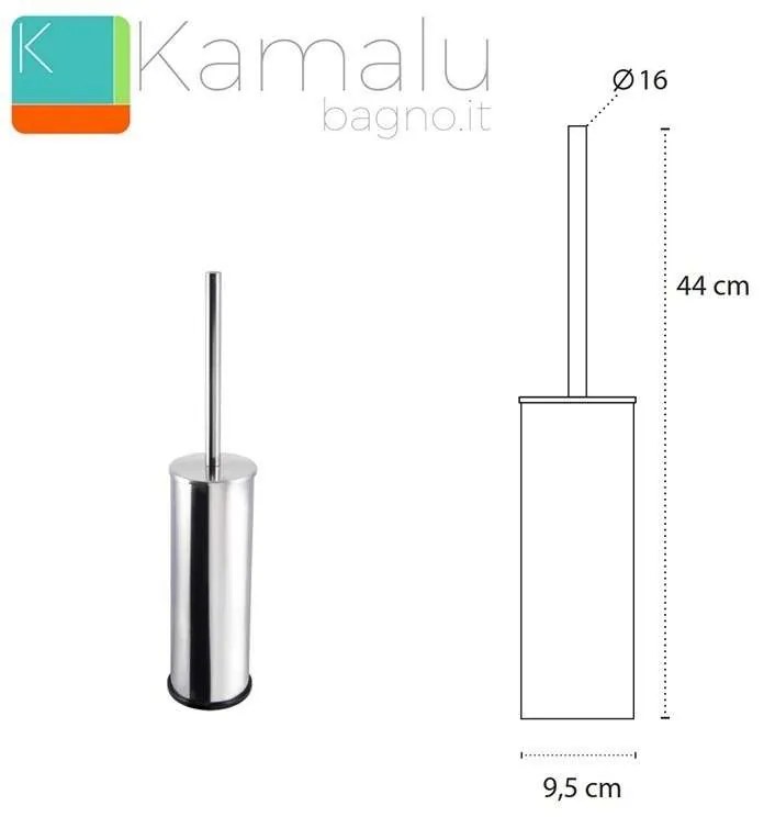 Kamalu - scopino wc alto 44cm in acciaio inox kaman alpi-70