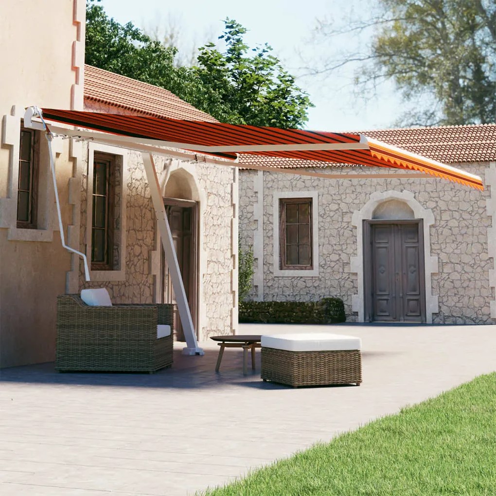 Tenda Retrattile Automatica Con Palo 450x300 Cm Arancio Marrone /