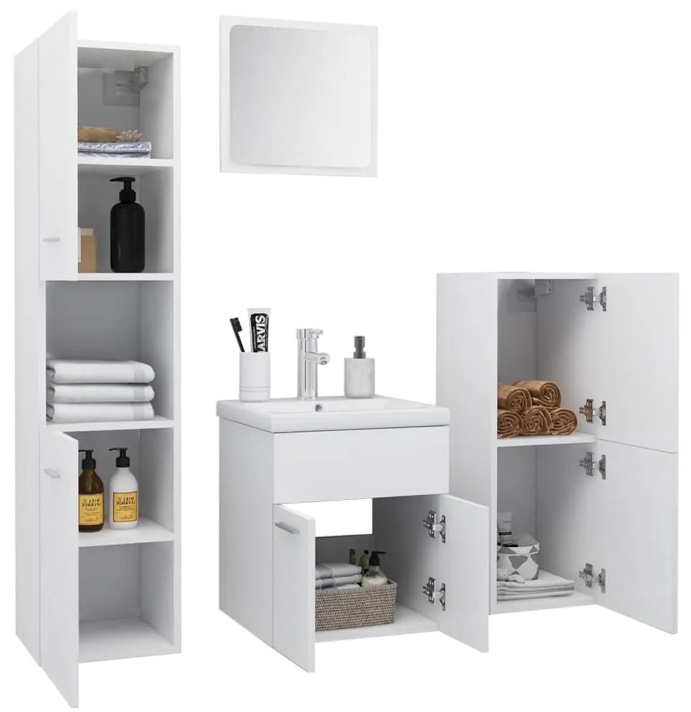 Set mobili da bagno bianco in truciolato