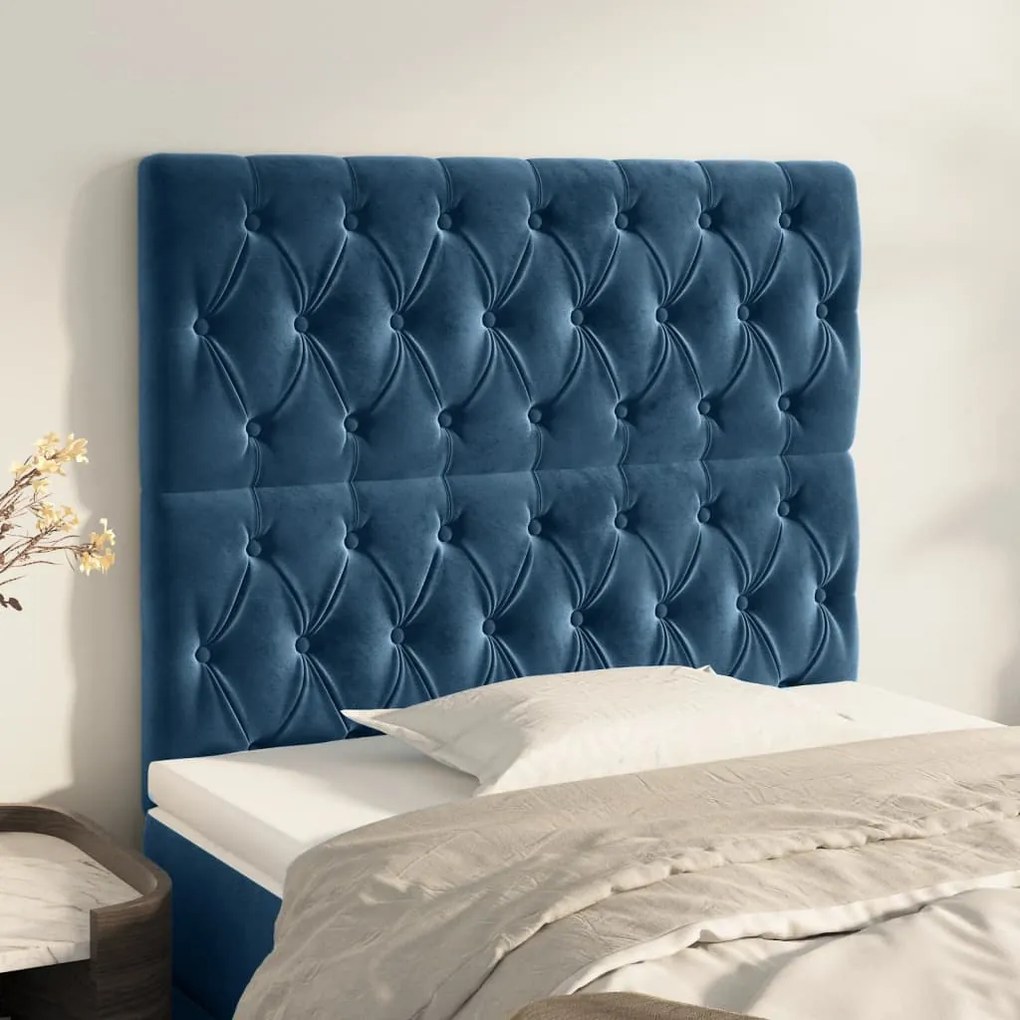 Testiera 2 Pz Blu Scuro 90x7x78/88 Cm İn Velluto /