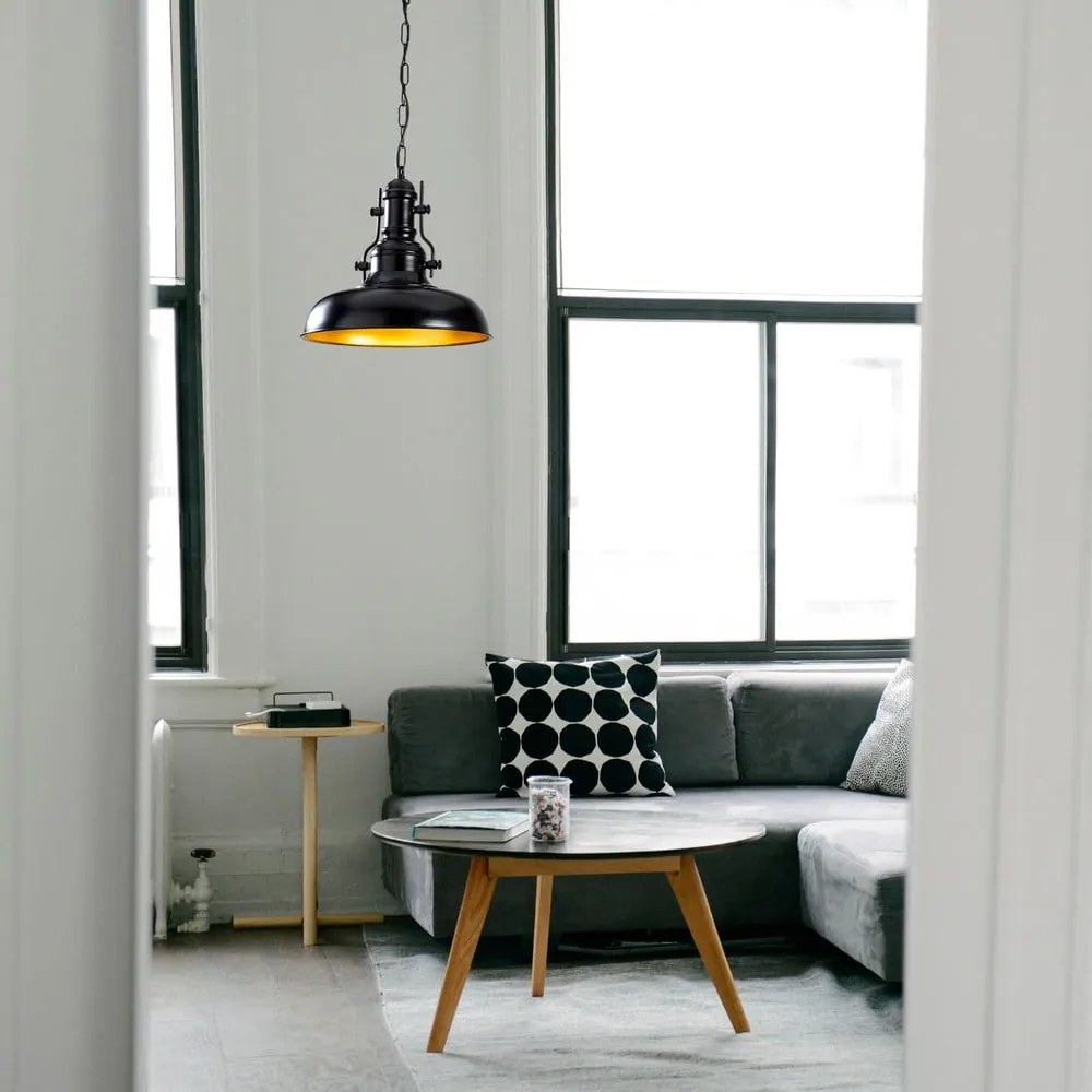 Lampadario nero con paralume in metallo ø 32 cm Berceste – Opviq lights