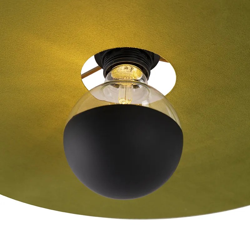 Plafoniera nera con paralume piatto verde 45 cm - Combi